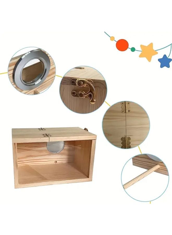 Large Wooden Bird Breeding Box With Clear Acrylic Back Flip Top For Easy Cleaning - Image 5