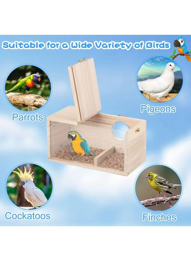 Large Wooden Bird Breeding Box With Clear Acrylic Back Flip Top For Easy Cleaning - Image 3