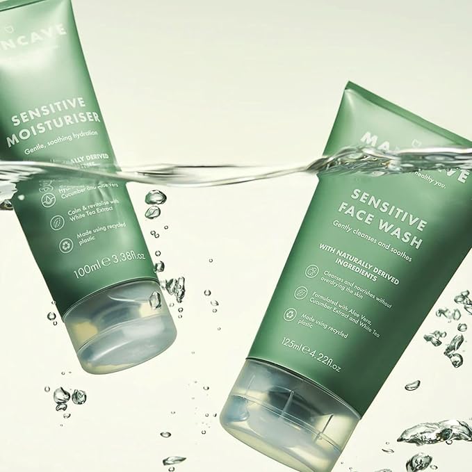 ManCave Sensitive Face Wash 125ml for Men Clean and nourish Skin with Cucumber Extract White Tea and Aloe Vera Dermatologically Tested Natural Formulation Vegan Friendly - Image 2