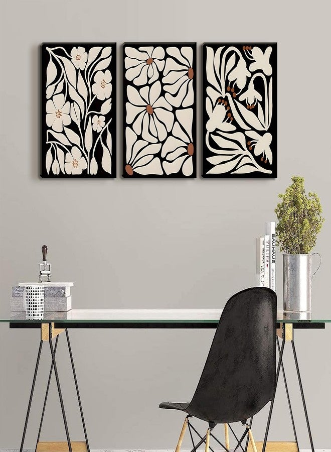 QGNBGBJ Framed Black Boho Flowers Plant Wall Art Abstract Botanical Flower Canvas Poster Vintage Bohemian Neutral Floral Prints Wall Decor Trendy Black Beige Floral Set for Girl Bedroom(12x16in) - Image 5