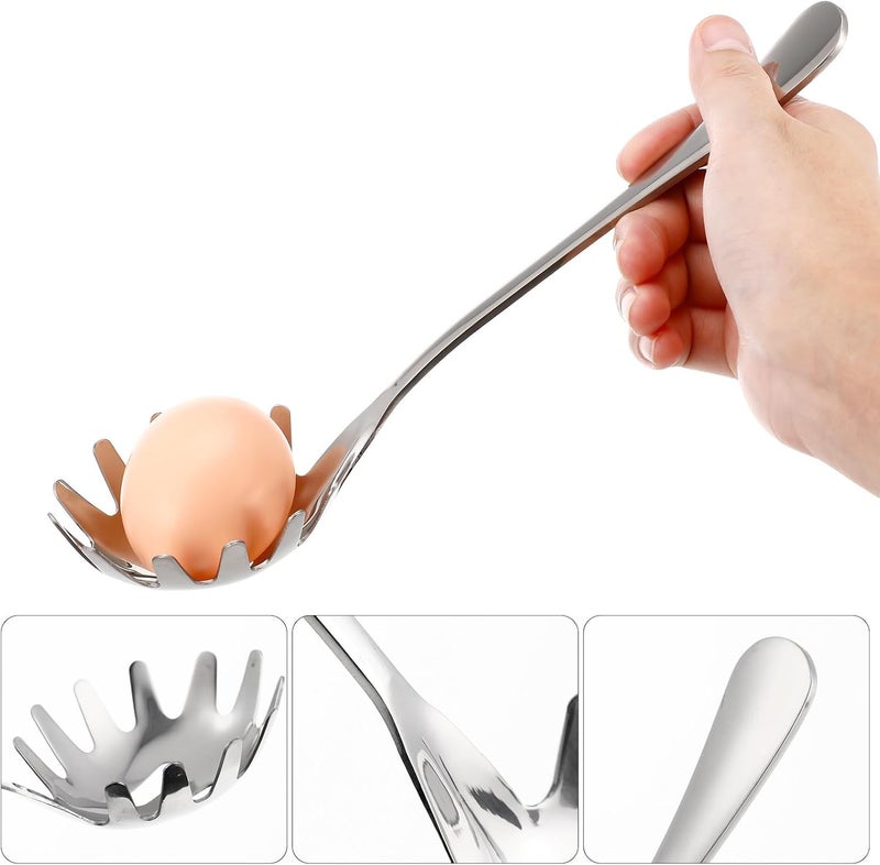 Cabilock Pasta Spoon with Teeth, Stainless Steel Spaghetti Spoon Server, Noodle Strainer Claw Serving Scoop Kitchen Tool for Spaghetti, Dumplings, Ice - Image 4