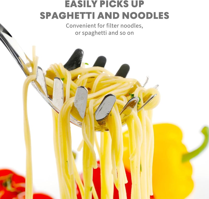 Cabilock Pasta Spoon with Teeth, Stainless Steel Spaghetti Spoon Server, Noodle Strainer Claw Serving Scoop Kitchen Tool for Spaghetti, Dumplings, Ice - Image 2