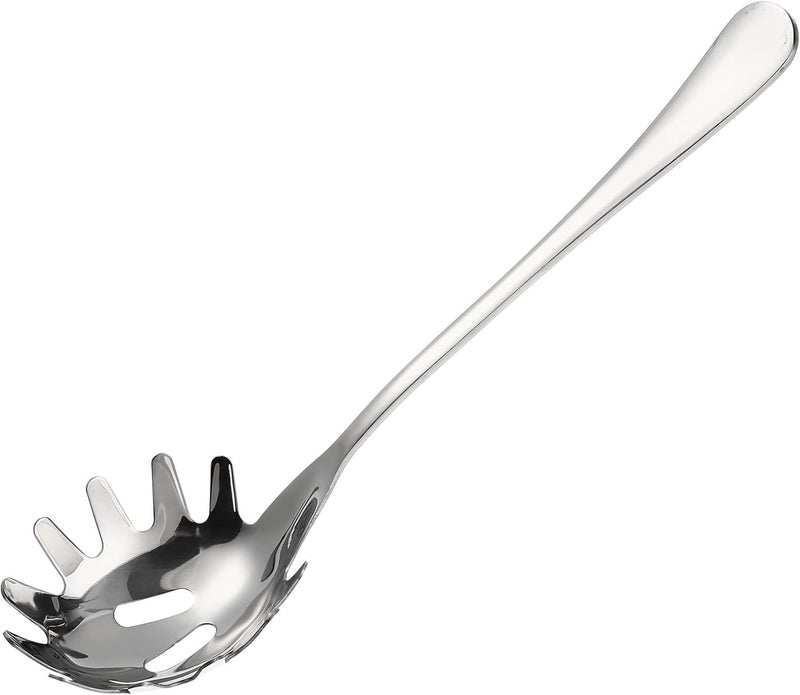 Cabilock Pasta Spoon with Teeth, Stainless Steel Spaghetti Spoon Server, Noodle Strainer Claw Serving Scoop Kitchen Tool for Spaghetti, Dumplings, Ice - Image 1