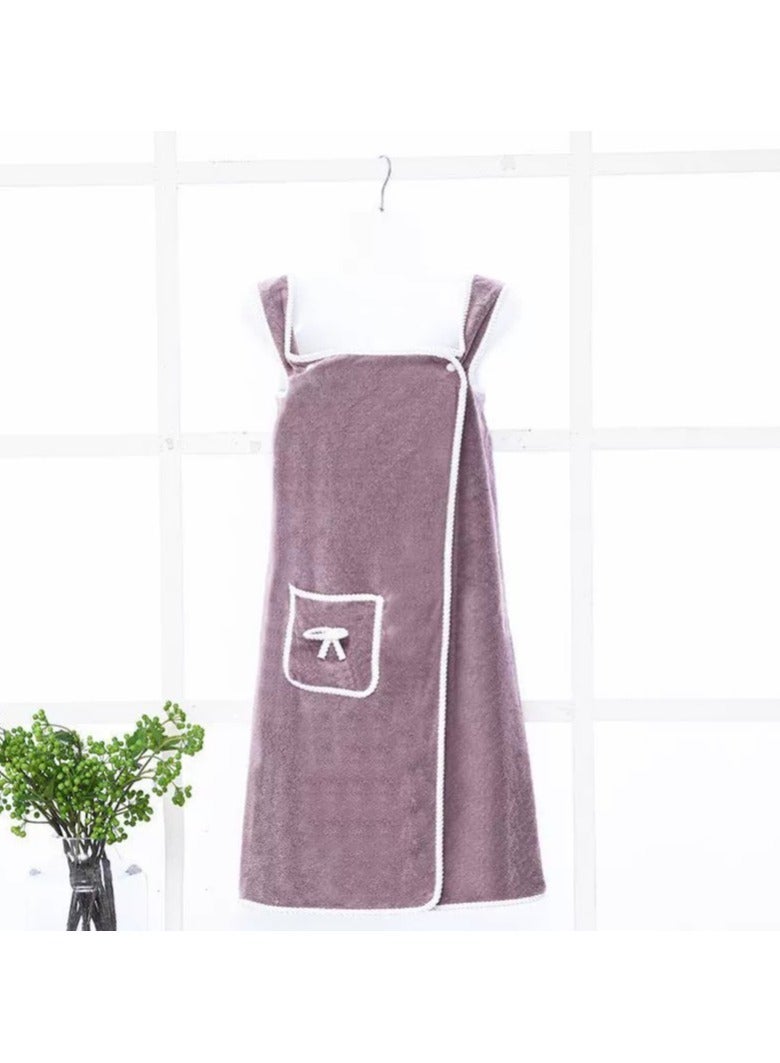 HOMESTAR 1pc Wearable Bath Towel Bowknot Coral Velvet Skirt For Adults Water Absorption Quick Drying, No Hair Loss Supplies - Image 2