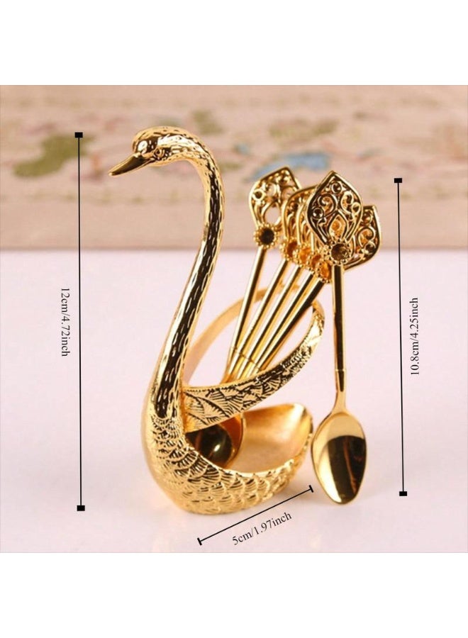 Coffee Spoons Set, Including 6 Stainless Steel Spoons and 1 Swan Base, Creative Swan Design Coffee Stirring Spoons for Dessert and Tea, Kitchen Cutlery and Tableware Utensils Supplies - Image 3
