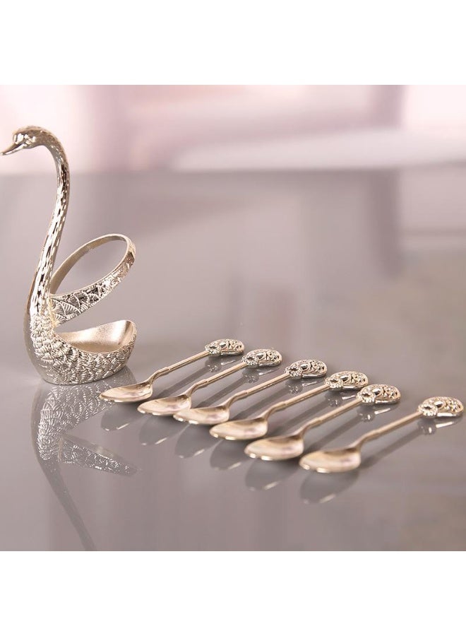 Coffee Spoons Set, Including 6 Stainless Steel Spoons and 1 Swan Base, Creative Swan Design Coffee Stirring Spoons for Dessert and Tea, Kitchen Cutlery and Tableware Utensils Supplies - Image 4