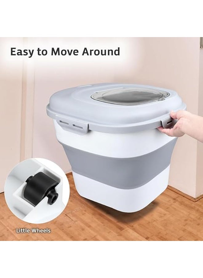 DUNISO Rice and Food Container Storage，Cereal Rice Food Storage Containers，Collapsible Rice Container Dispenser with Transparent Lid, Rolling Wheels,Measuring Cup,Leakproof Sealable，Suitable for Rice, Grains and Beans - Image 4