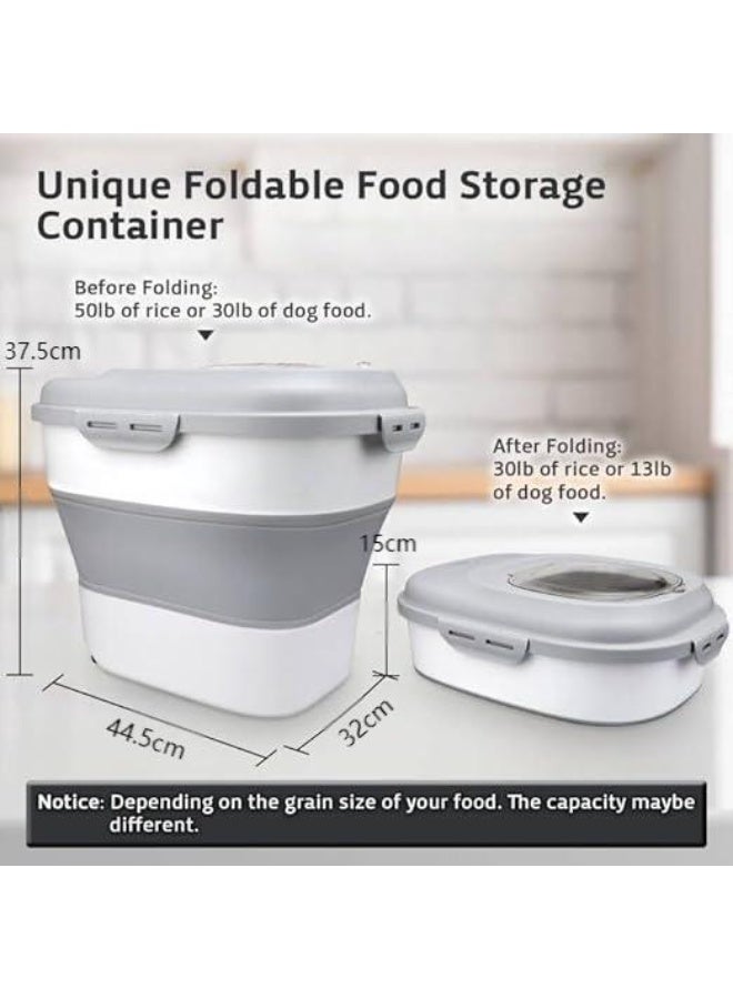 DUNISO Rice and Food Container Storage，Cereal Rice Food Storage Containers，Collapsible Rice Container Dispenser with Transparent Lid, Rolling Wheels,Measuring Cup,Leakproof Sealable，Suitable for Rice, Grains and Beans - Image 2
