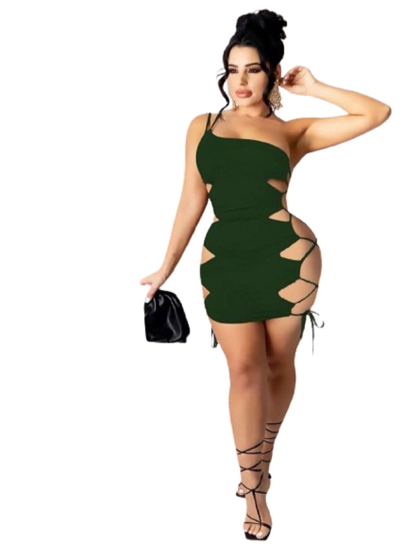 MANIKAN MANIKAN Women's Short Lingerie with One Shoulder Side Openings and Adjustable Ties 