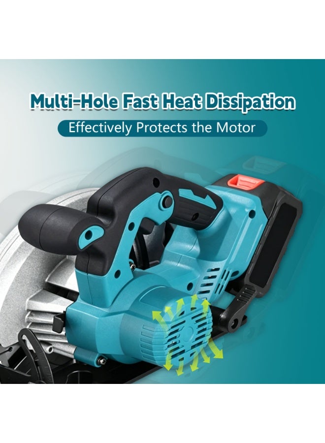 GearZone Cordless Circular Saw 7-1/4" with 2pcs 21v Battery, 4500RPM Electric Circular Saw with Blade, 0-45° Bevel Cutting, Max 2-1/4" Depth for Wood-Blue - Image 2