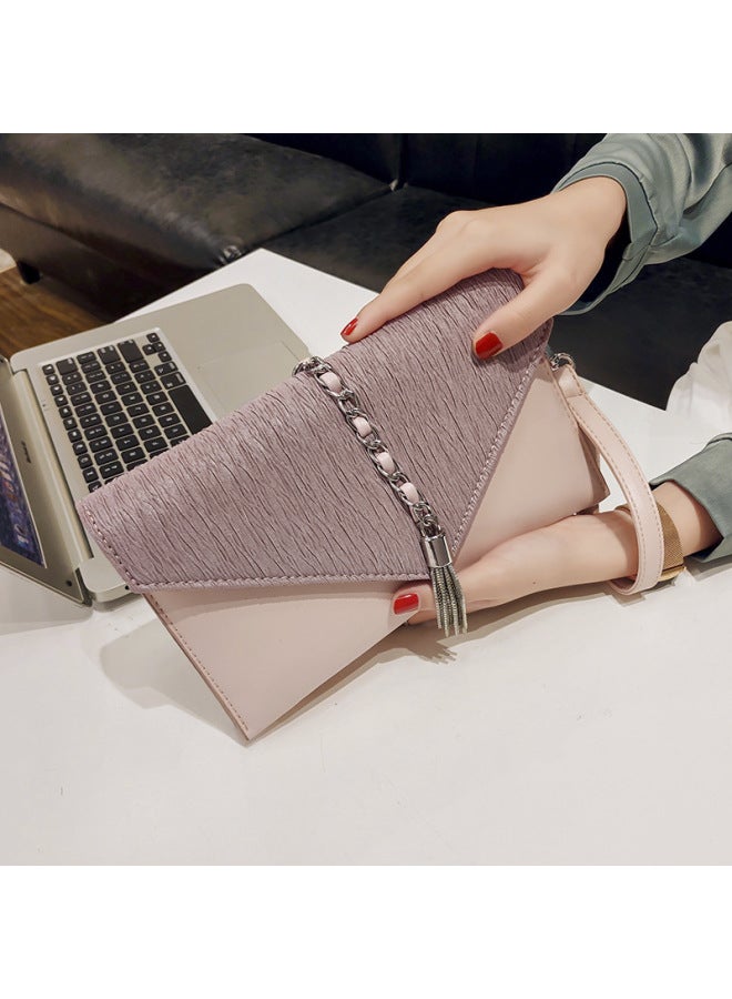 Handbag Women's 2020 Spring And Summer Fashion Hand-held Small Bag Dress Evening Bag Banquet All-match Tassel Clutch Bag-Color:Bright Silver - Image 5