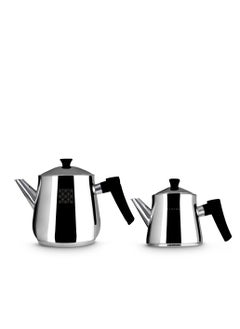 Serenk Serenk Traditional Turkish Tea Pot, 18/10 Stainless Steel, Rapid Boil Stove Top Tea Kettle, 2 Lids, Extra Strong Forged Thermo-Capsule Bottom, Mirror Polished Design, 3 Qt, Black  - Image 2