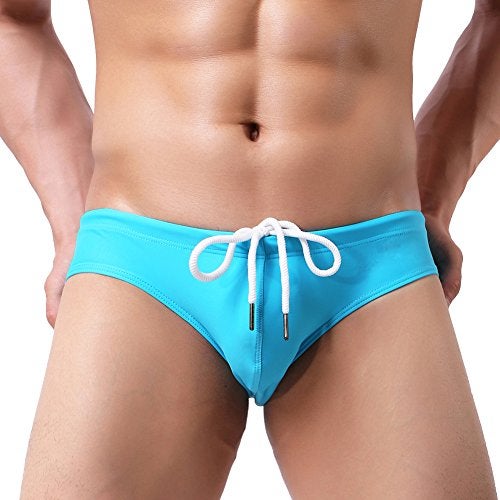 Summer Code Mens Solid Swim Briefs Drawstring Bikini Sport Swimsuit Royal Blue - Image 2
