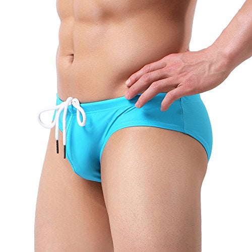 Summer Code Mens Solid Swim Briefs Drawstring Bikini Sport Swimsuit Royal Blue - Image 4