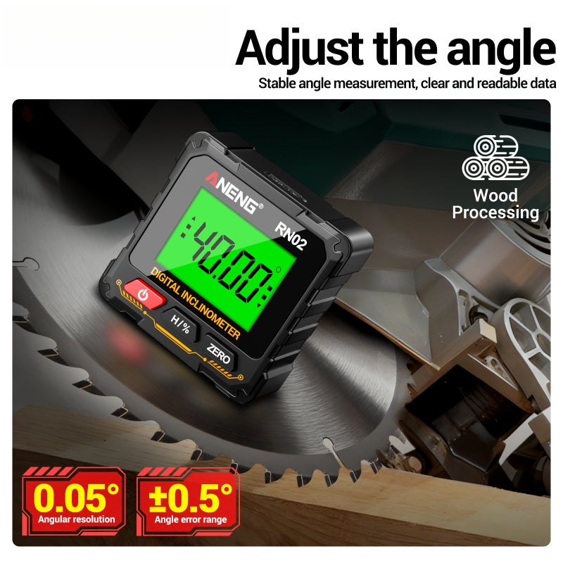 ANENG RN02 Digital Angle Finder, Electronic Level Box with Backlight, USB-C Rechargeable Lithium-Ion Battery, Inclinometer for Woodworking and Carpentry - Image 5