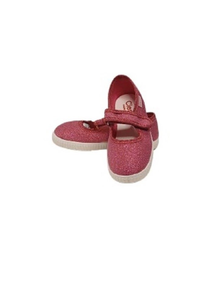 Cienta Pikkaboo-Cienta Mercedes Fuchsia Shimmer Loop & Strap Kids Comfort Shoes  - Image 4