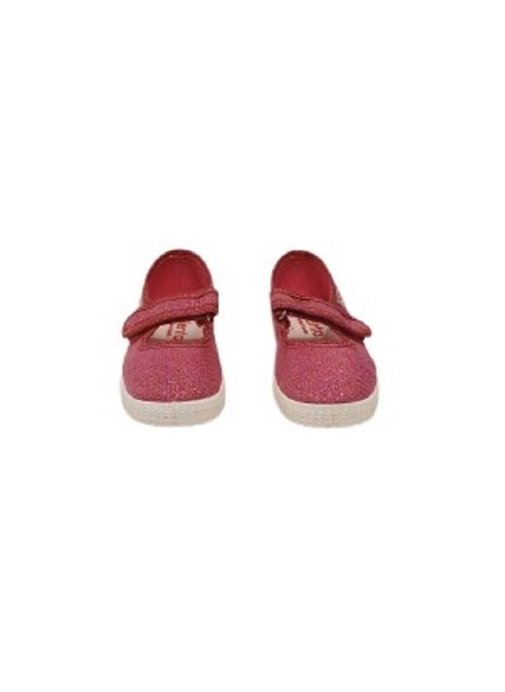 Cienta Pikkaboo-Cienta Mercedes Fuchsia Shimmer Loop & Strap Kids Comfort Shoes  - Image 2