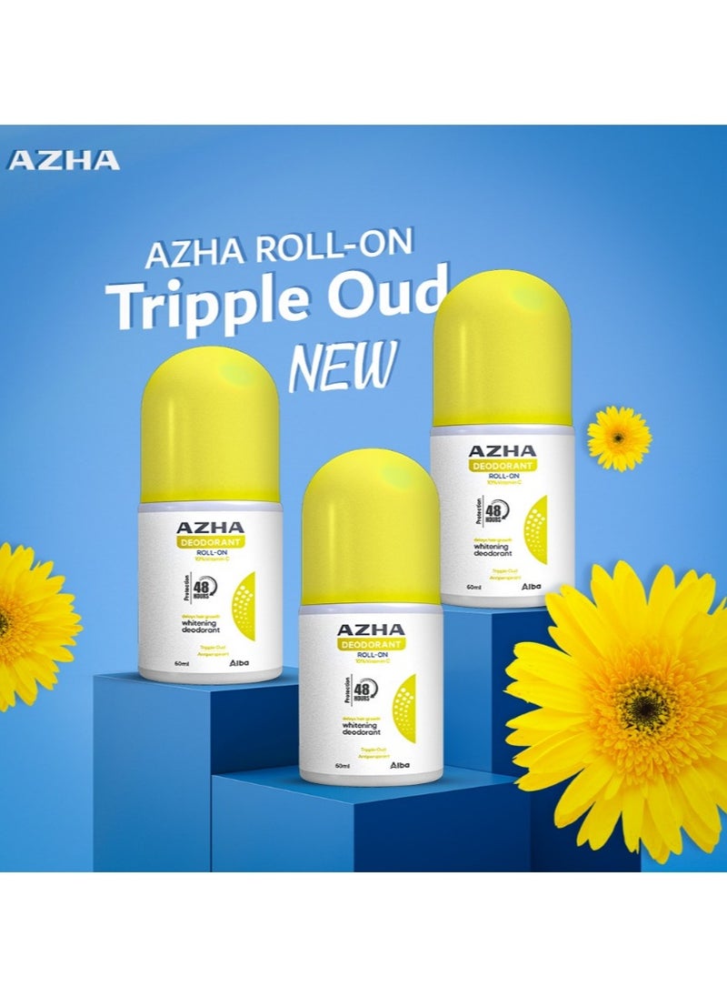 AZHA - Azha Deodorant Roll On 10% Vitamin C Triple Oud (Yellow) - 60 Ml - Image 1