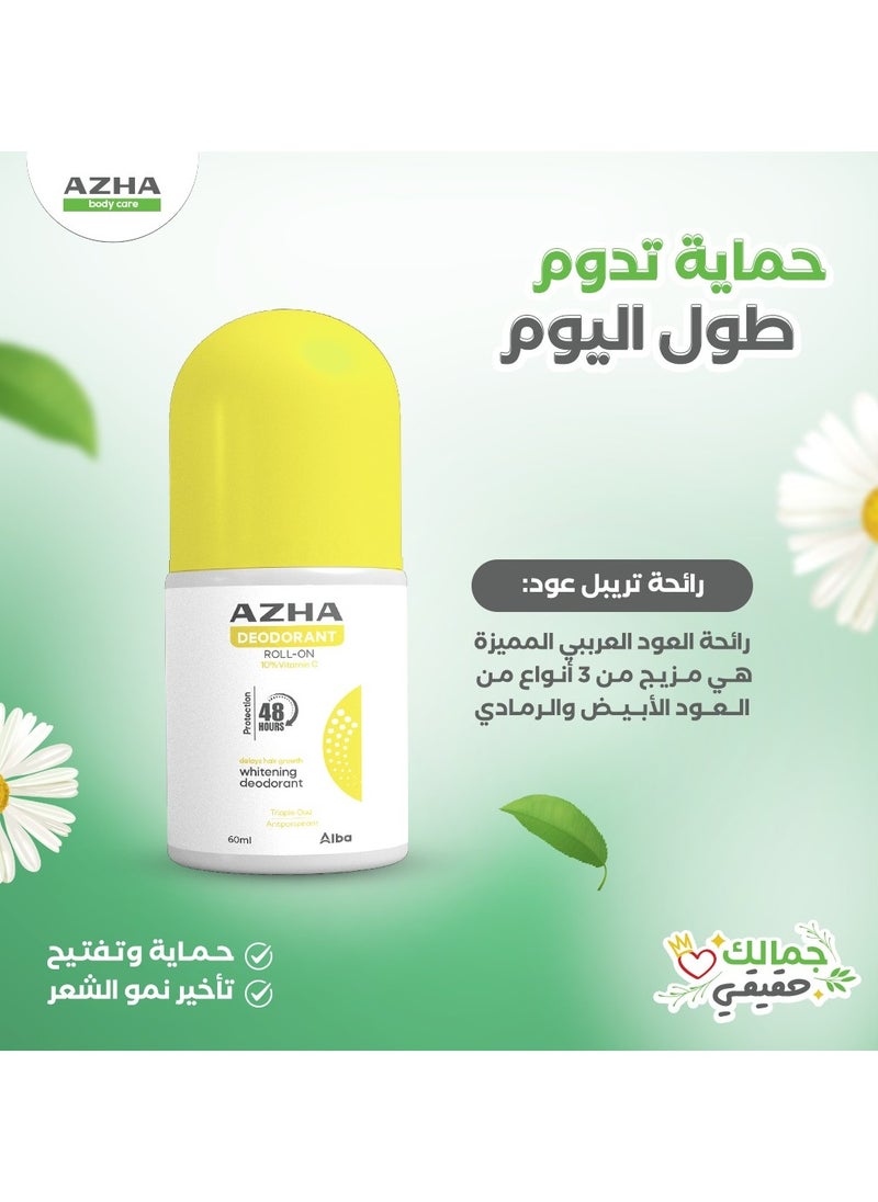 AZHA - Azha Deodorant Roll On 10% Vitamin C Triple Oud (Yellow) - 60 Ml - Image 1