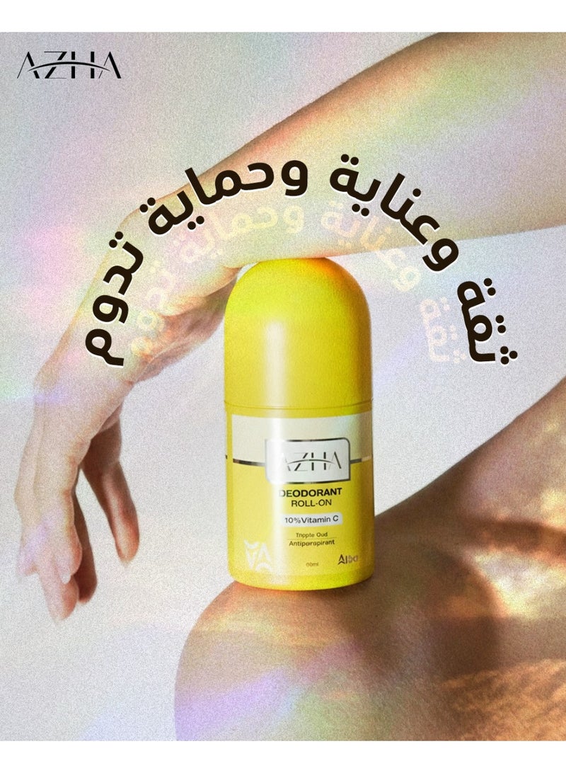 أزهى أزها مزيل عرق رول أون 10% فيتامين سي ثلاثي عود (أصفر) - 60 مل (قد يختلف شكل العبوة) - Image 2