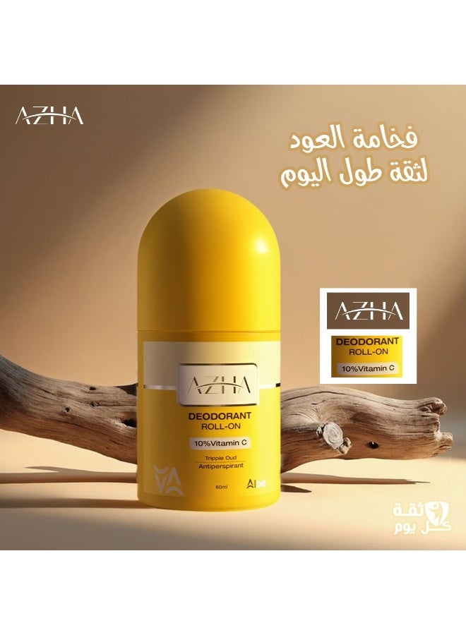 أزهى أزها مزيل عرق رول أون 10% فيتامين سي ثلاثي عود (أصفر) - 60 مل (قد يختلف شكل العبوة) - Image 5