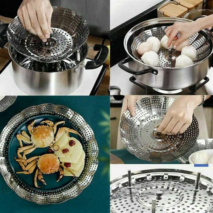 Ezalla Folding Collapsible Basket Stainless Steel Vegetable Steamer Instant Pot Accessories for Food 1psMedium - Image 3