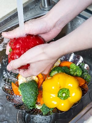Ezalla Folding Collapsible Basket Stainless Steel Vegetable Steamer Instant Pot Accessories for Food 1psMedium - Image 2