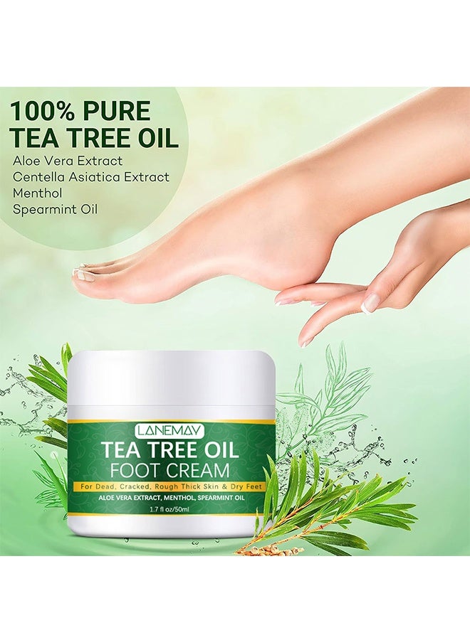 LANEMAY Tea Tree Oil Foot Cream,Cracked Heel Cream For Dead, Cracked,Rough Thick Skin & Dry Feet , Callus Remover Foot Cream , Intensive Moisturizes & Softens Skin, 50ml - Image 2
