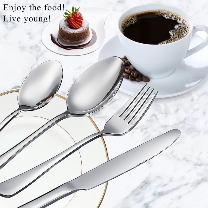 Scent Time Spoons and Forks Set, Set of 30 Top Food Grade Stainless Steel Forks and Spoons Silverware Set, Kitchen Utensils Forks (8 Inch) and Spoons (6.69 Inch) Cutlery Set, Mirror Finish & Dishwasher Safe - Image 3