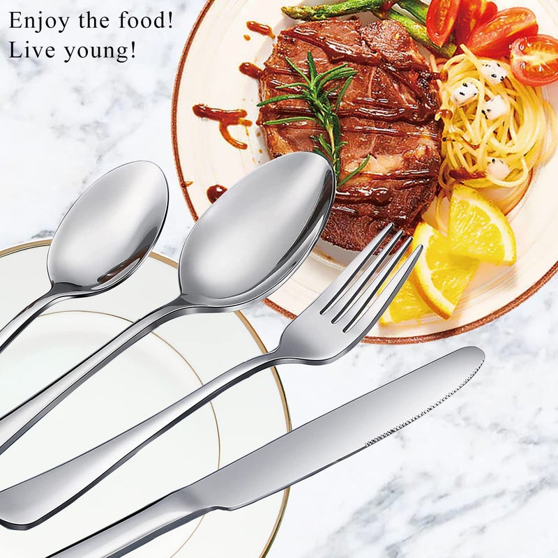 Scent Time Spoons and Forks Set, Set of 30 Top Food Grade Stainless Steel Forks and Spoons Silverware Set, Kitchen Utensils Forks (8 Inch) and Spoons (6.69 Inch) Cutlery Set, Mirror Finish & Dishwasher Safe - Image 2
