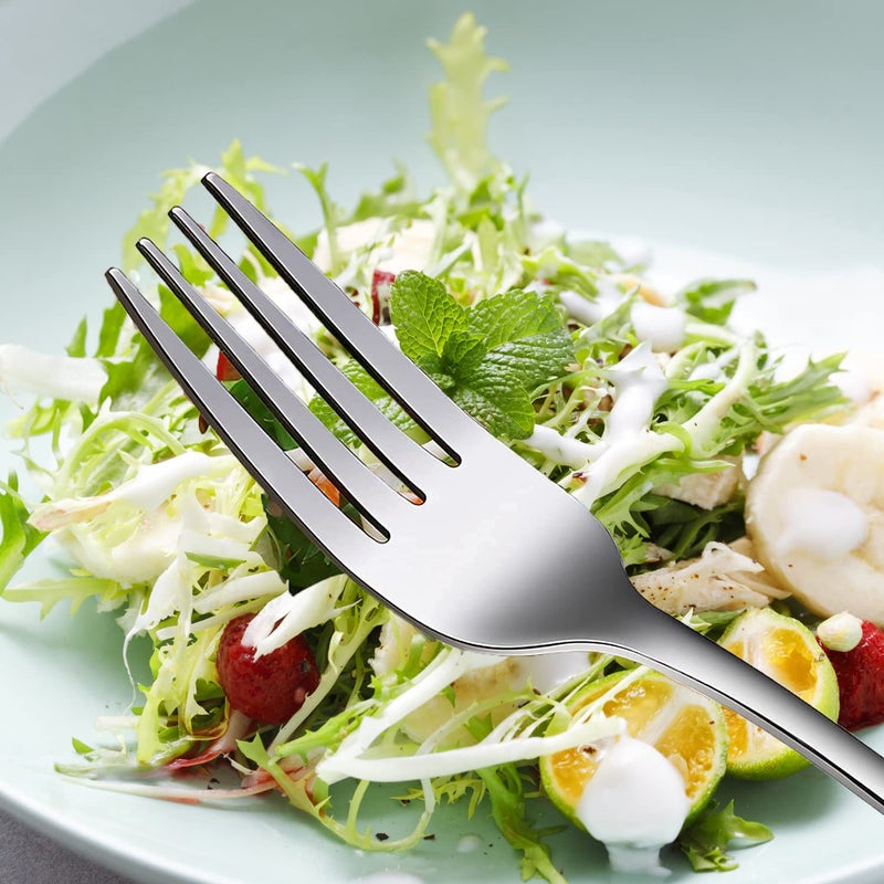 Scent Time Spoons and Forks Set, Set of 30 Top Food Grade Stainless Steel Forks and Spoons Silverware Set, Kitchen Utensils Forks (8 Inch) and Spoons (6.69 Inch) Cutlery Set, Mirror Finish & Dishwasher Safe - Image 4