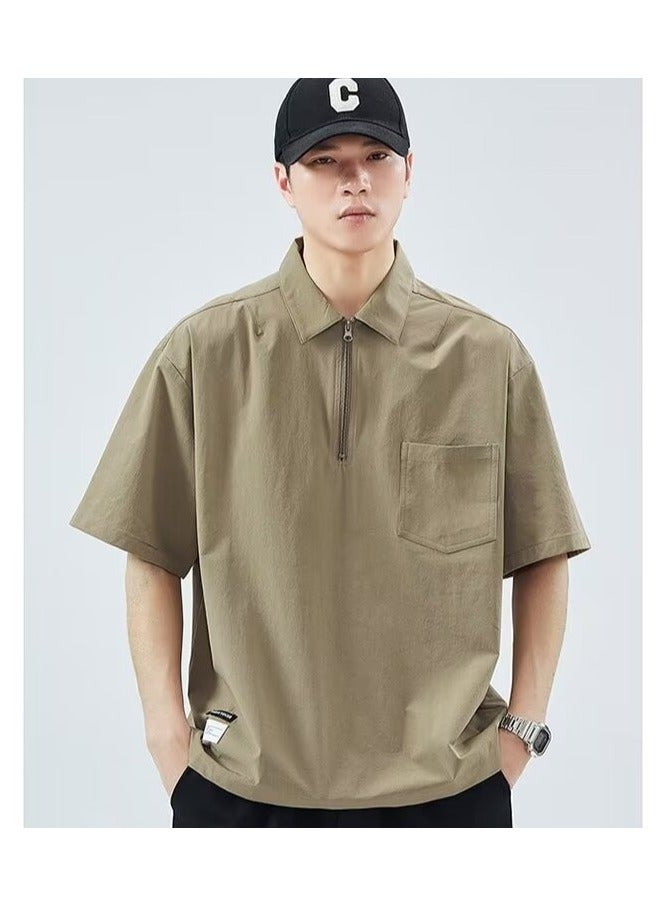 Shougu New Men's Loose High End Half Sleeve Polo Shirt  - Image 1