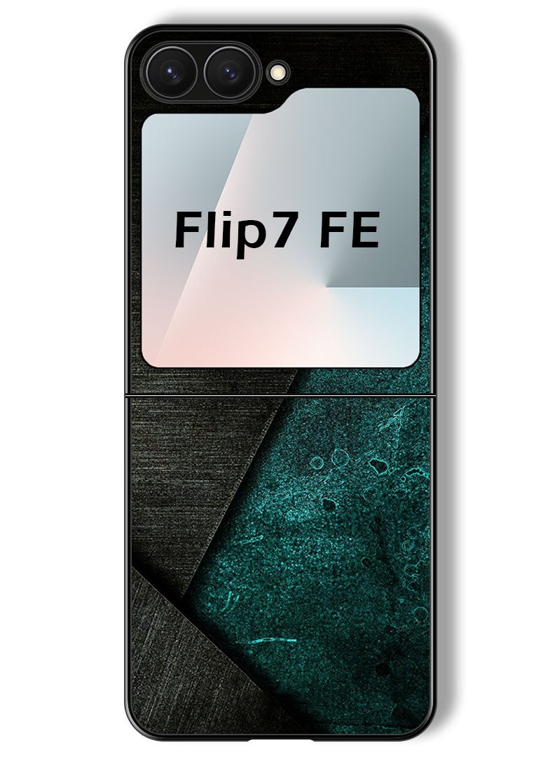 Theodor Case Compatible with Samsung Galaxy Z Flip 7 FE 6.7 Inch Protection Shockproof Bumper Cover Black Dark Green Pattern - Image 1