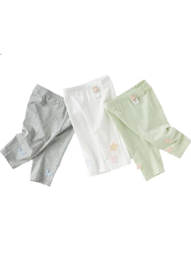 Dave & Bella Children'S Leggings Girls Summer Elastic Pants Baby Seven-Point Pants Children'S Wear - Image 1