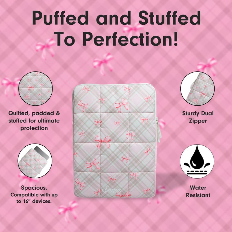 Sonix | Puffy Laptop Sleeve | 15-16 Inch, Quilted Pillow Puffer Laptop Carrying Case, Computer Sleeve | Clueless Pink - Image 3