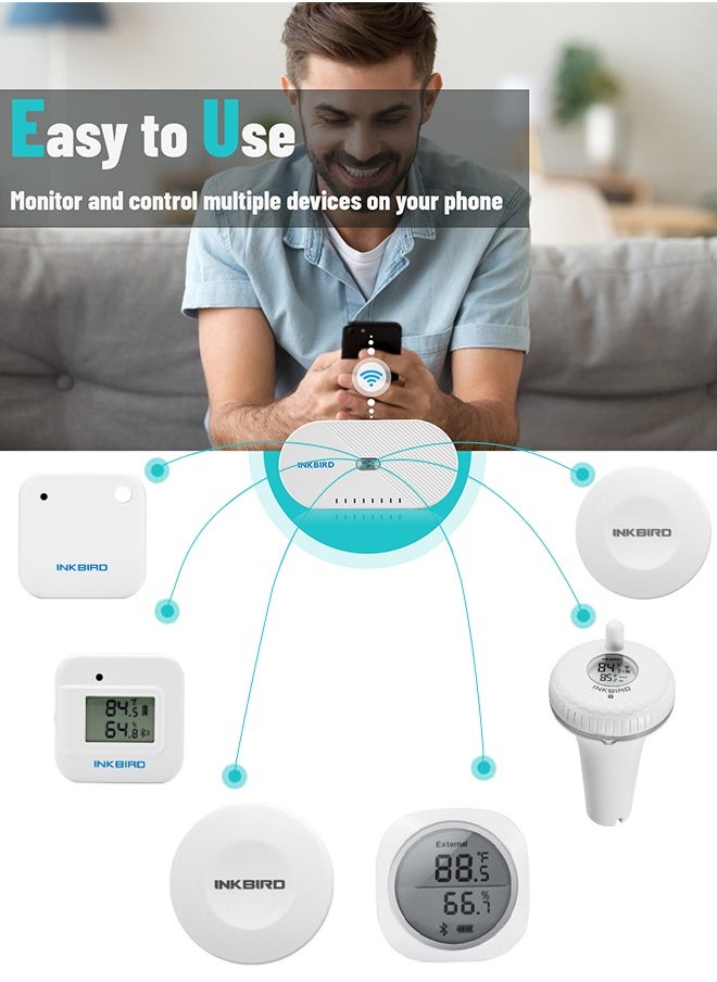INKBIRD INKBIRD Wi-Fi Gateway IBS-M1 Wi-Fi Bridge Gateway Smart Hub Remotely Control Bluetooth & Wireless Devices with INKBIRD PRO App 2.4GHz Only  - Image 5