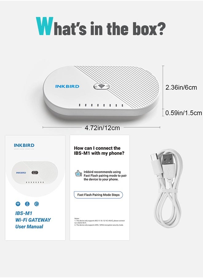INKBIRD - INKBIRD Wi-Fi Gateway IBS-M1 Wi-Fi Bridge Gateway Smart Hub Remotely Control Bluetooth & Wireless Devices with INKBIRD PRO App 2.4GHz Only - Image 1