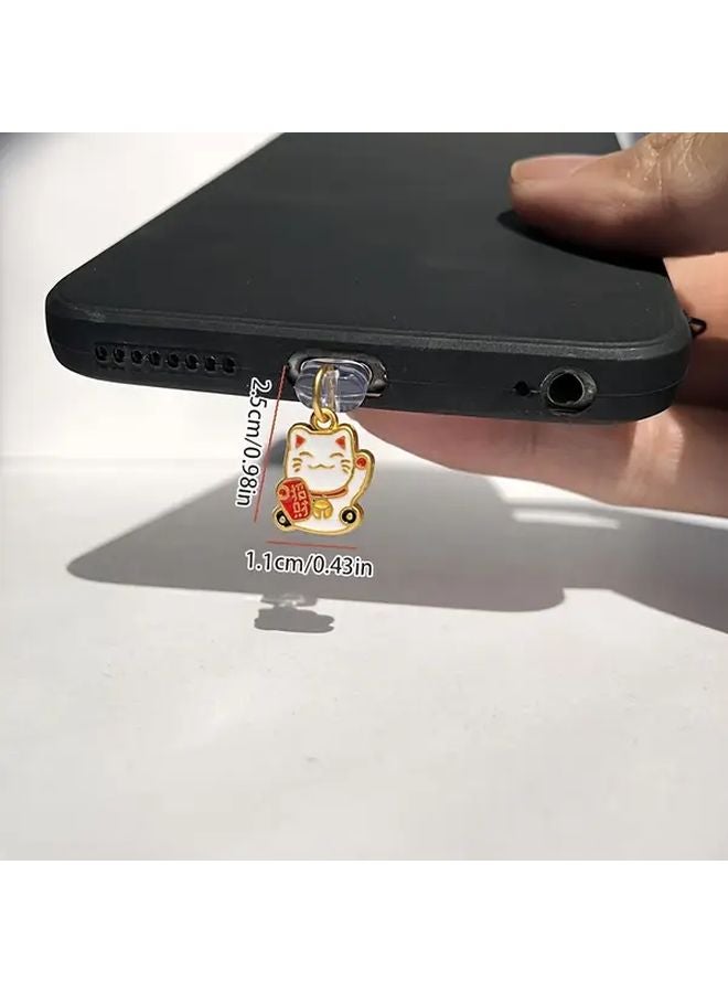 Mini Lucky Cat Phone Dust Plug For Iphone 6 14 Charging Port Anti Dust Pendant - Image 3