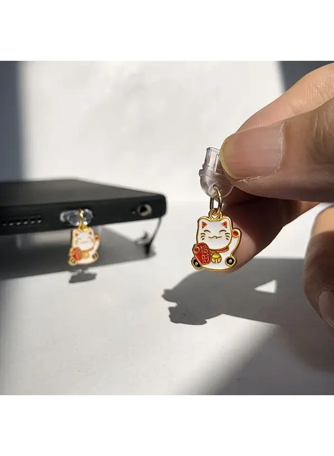 Mini Lucky Cat Phone Dust Plug For Iphone 6 14 Charging Port Anti Dust Pendant - Image 4