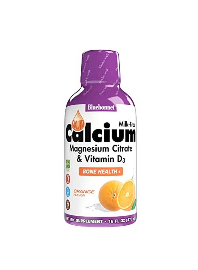 Bluebonnet Nutrition Liquid Calcium Citrate Magnesium Citrate Vitamin D3 Bone Health Gluten Free Soy Free Milk Free Kosher 16 Fl Oz 32 Servings Orange Flavor 16 Fl Oz (Pack Of 1) - Image 1