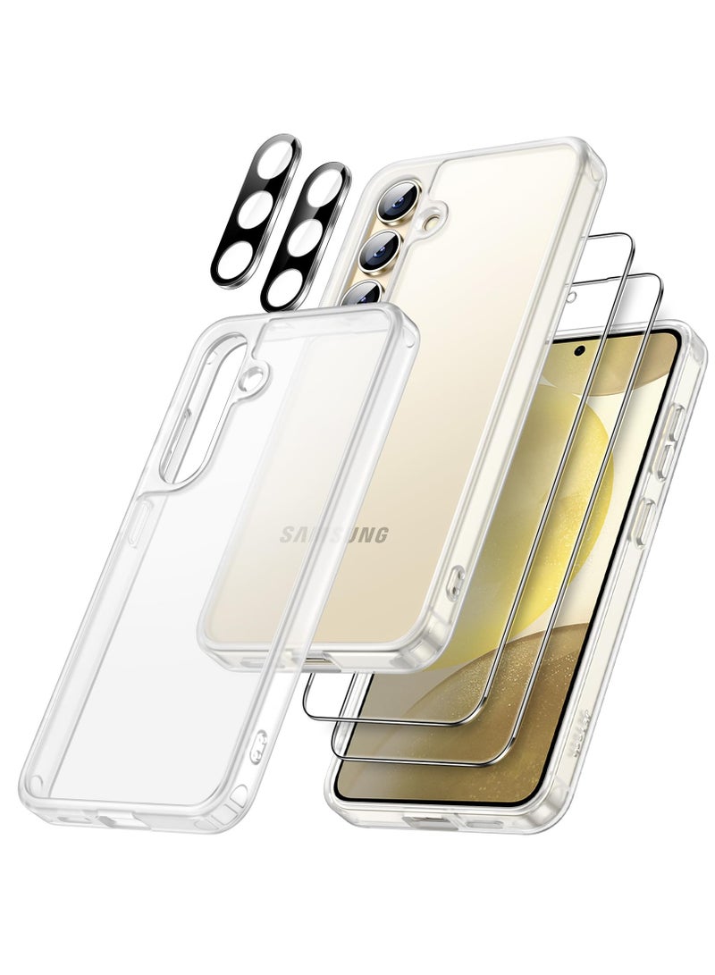 Jetech 5 In 1 Matte Case For Samsung Galaxy S24 Plus 5g With 2 Pack Screen Protector And Camera Lens Protector Translucent Back Protective Phone Cover Tempered Glass Film Frosted Clear - Image 1