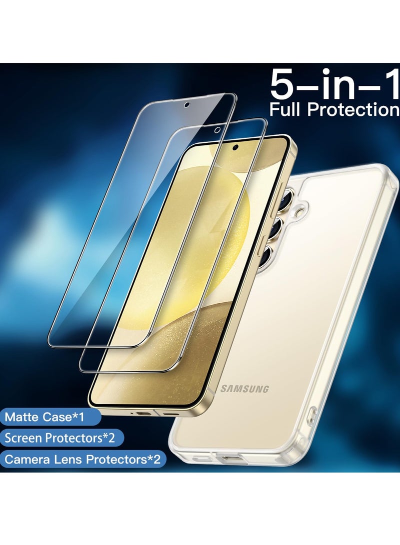Jetech 5 In 1 Matte Case For Samsung Galaxy S24 Plus 5g With 2 Pack Screen Protector And Camera Lens Protector Translucent Back Protective Phone Cover Tempered Glass Film Frosted Clear - Image 3