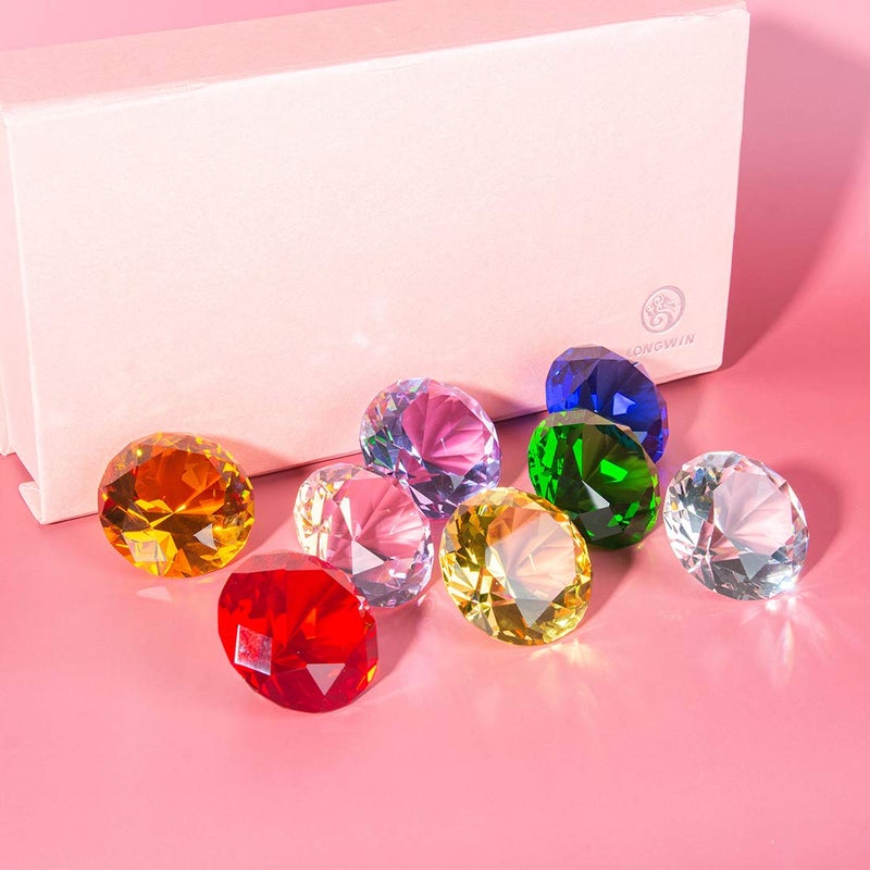 LONGWIN 30mm (1.2 inch) Crystal Diamond Paperweight Pirate Gems Birthstone Table Decorations Christmas Centerpiece Gift Idea Multicolor Gift Packing - Image 3