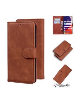 Generic Case Cover For Samsung Galaxy Quantum 2 / A82 5G Skin Feel Pure Color Flip Leather Phone Case Brown 