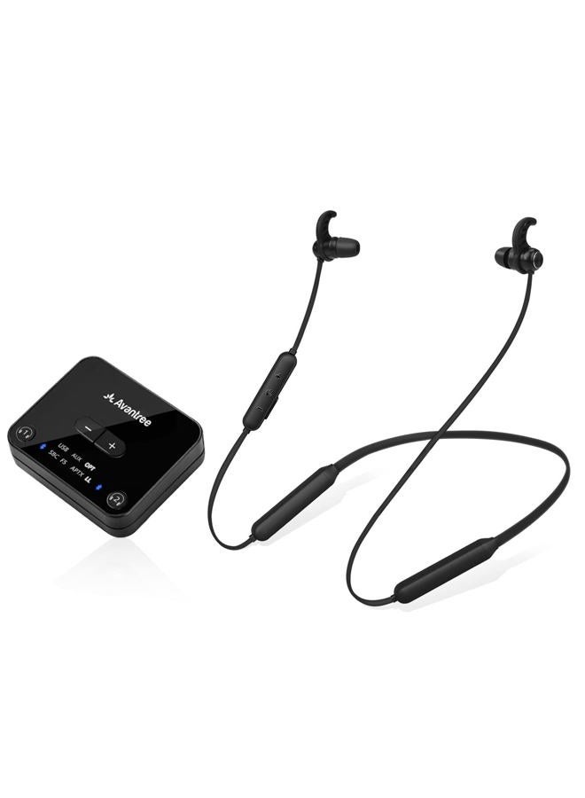 Avantree HT4186 Wireless Neckband Headphones Earbuds for TV Watching & PC with Bluetooth Transmitter Set, for Optical Digital Audio, RCA, 3.5mm AUX Ported TVs, Plug & Play, No Delay, Long Range - Image 1