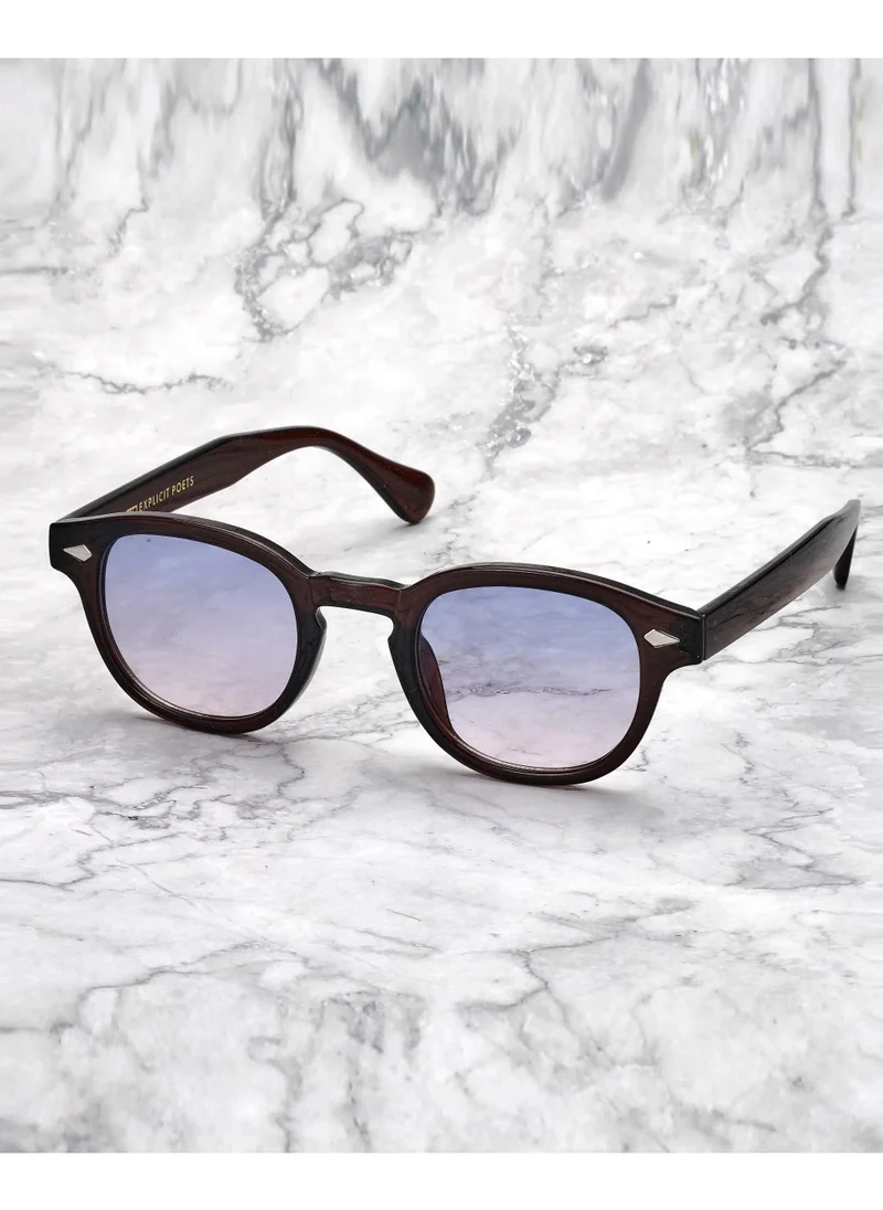 الشعراء الصريحون Explicit Poets Unisex JOHNNY COLORED Dark Brown - Blue to Pink Stylish Sunglasses, 2EP59