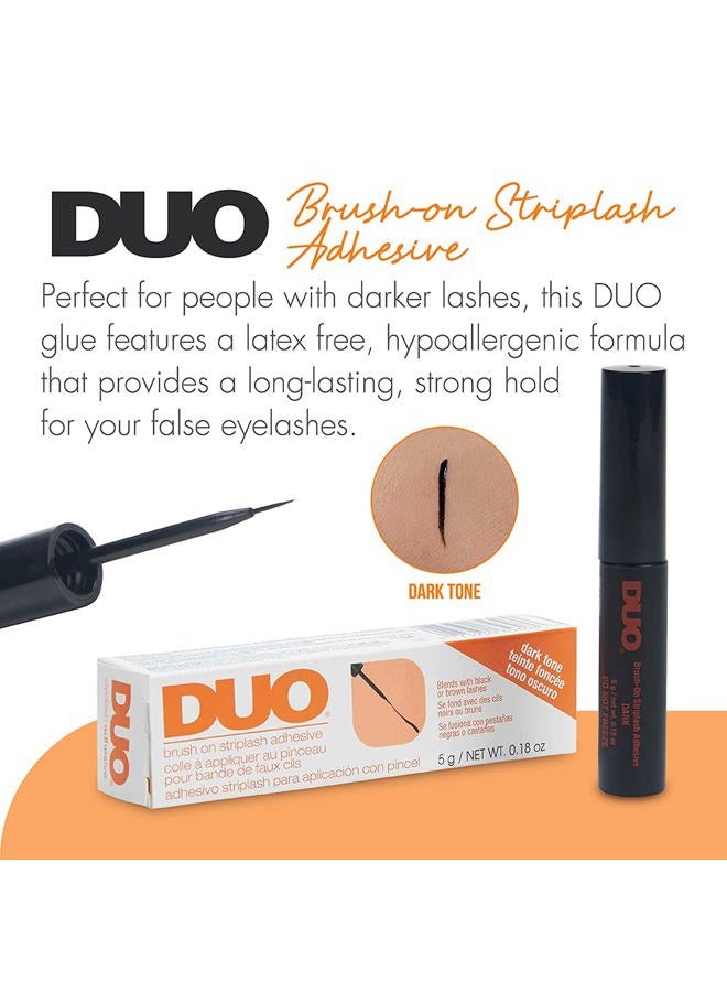 DUO Brush-On Strip Lash Glue – Dark Tone, False Eyelash Adhesive with Precision Brush Applicator, Long-Lasting, Latex-Free Eyelash Glue, 0.18 oz - Image 3
