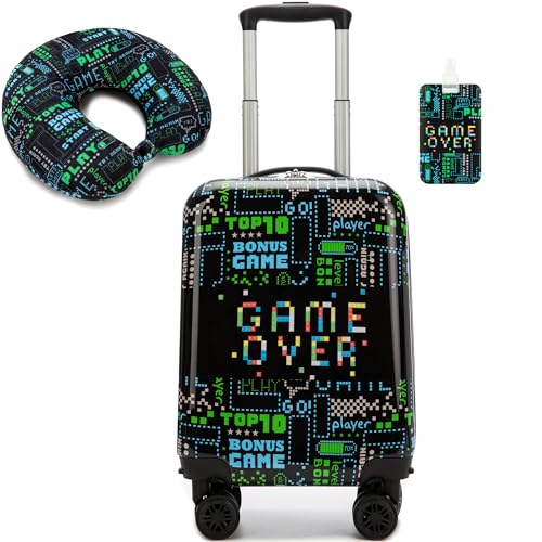 Inprof Kid’s Luggage Set 2 Piece Suitcase Set 16’’ Hardside Luggage with Spinner Wheels Girls Boys Carry on Toddler Luggage Travel Rolling Luggage Carry on Luggage Airline Approved - Image 1