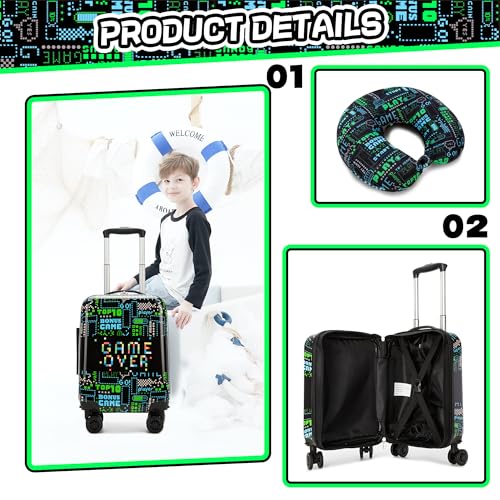 Inprof Kid’s Luggage Set 2 Piece Suitcase Set 16’’ Hardside Luggage with Spinner Wheels Girls Boys Carry on Toddler Luggage Travel Rolling Luggage Carry on Luggage Airline Approved - Image 3