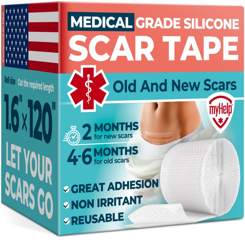 Medical Grade Silicone Scar Tape Transparent 16x120 Visible Difference on Surgical Keloid Scars Reusable Silicone Scar Sheets Easy to Use Silicone Tape for Scars